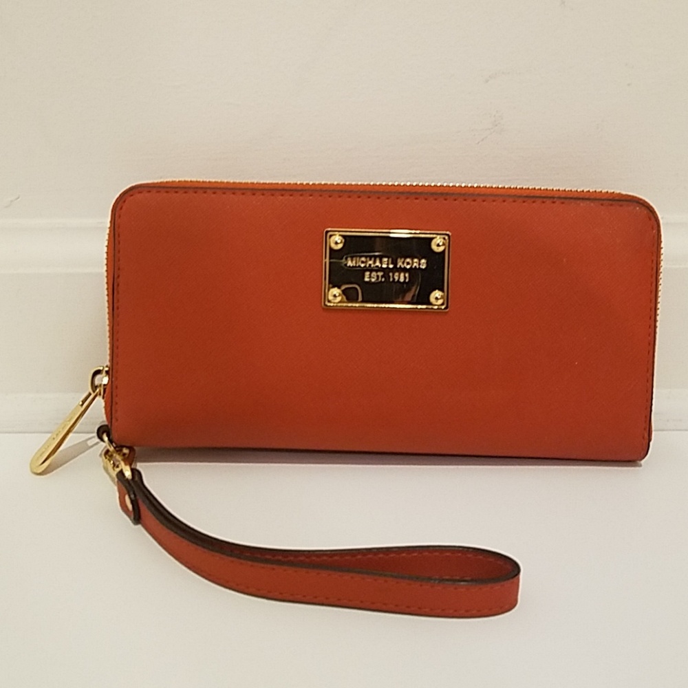 Michael Kors Burnt Orange Wallet Wristlet
